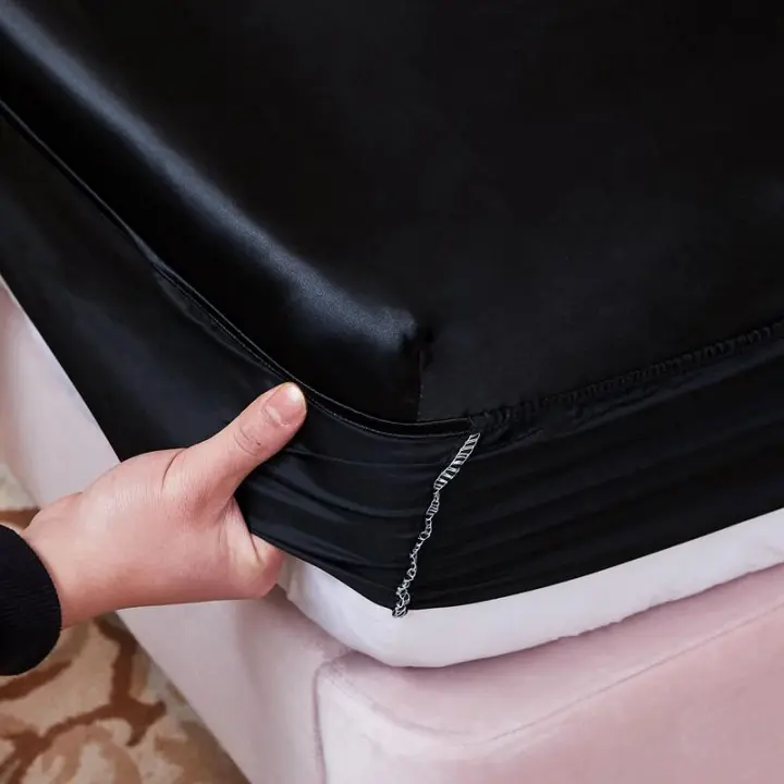 Sábana elástica lavable de satén WOSTAR protector de colchón suave para cama individual y doble hypoallergénica con patrón sencillo moderno lavable en máquina - 1