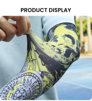 Mangas de brazo deportivas de seda de hielo, licra, tatuaje, manguito de protección UV transpirable, correr al aire libre, ciclismo, Fitness, manga de brazo de secado rápido - details 5