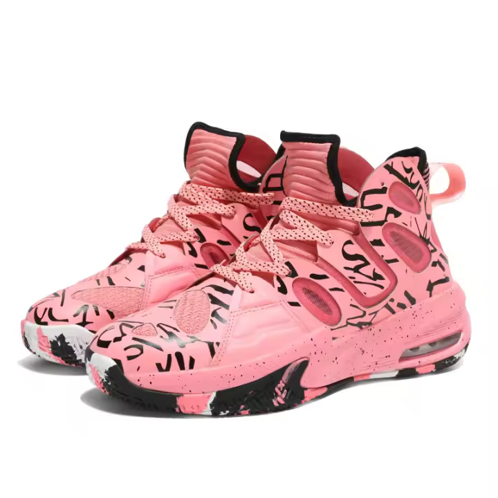 Cuero antideslizante y resistente al desgaste zapatillas de combate real versátil medio-top zapatos de baloncesto blanco y negro - 1