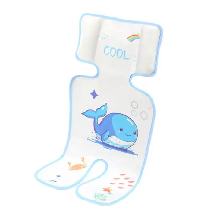 Alfombrilla enfriadora para cochecito de animales de dibujos animados, forro para asiento de ballena, alfombrilla para cochecito de bebé, accesorio para cochecitos de bebé, asiento de coche - 1