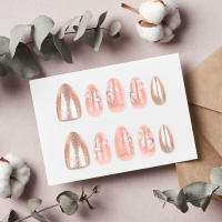 Uñas postizas doradas a prueba de manchas, decoración de purpurina, almendra, manicura, amantes y blogueros de belleza - details 5