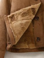 TRAFZA-abrigos gruesos de Invierno para mujer, chaquetas cálidas elegantes de manga larga con cuello vuelto de un solo pecho, Color sólido, a la moda - details 10