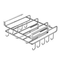 Soporte para tabla de cortar debajo del gabinete, estante para tabla de cortar pulida de acero inoxidable, sin perforaciones, colgador C - details 0