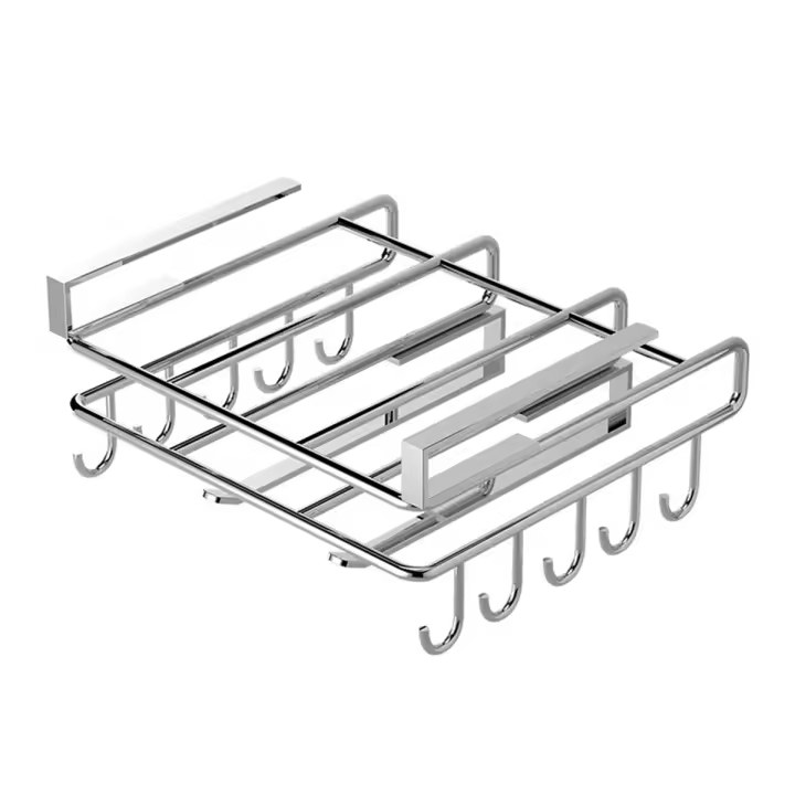 Soporte para tabla de cortar debajo del gabinete, estante para tabla de cortar pulida de acero inoxidable, sin perforaciones, colgador C - 1