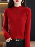 100% suéter de cachemira de lana merina, suéter tejido para mujer, jerséis de manga larga con cuello alto, ropa de otoño e invierno, Jersey cálido, Tops - details 18