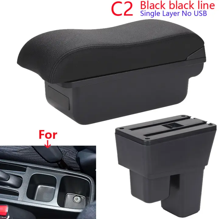 Caja de Consola para Armas de Coche Honda Fit Jazz 2 Cuero Curvado Almacenamiento 2008-2013 - 1