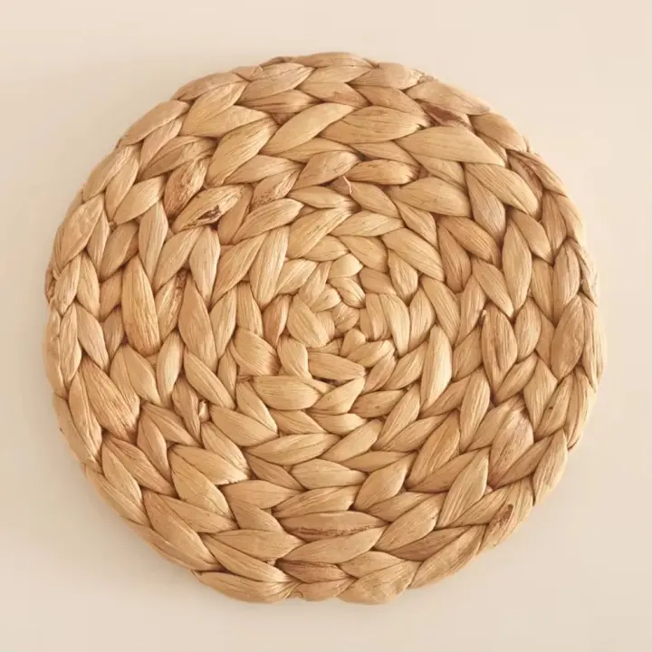 Mantel Individual de tejido de agua Natural, tapete redondo de ratán para mesa, 1 unidad - 1