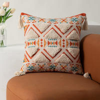 Bonenjoy 1 funda de cojín de estilo bohemio para decoración del hogar, fundas de almohadas con borlas, fundas de cojín de lino y algodón, funda de almohada de 45x45cm - details 8