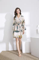 Camisón fino de algodón y seda para mujer, ropa de dormir de manga larga con estampado de flores, novedad, Primavera - details 2