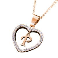 Collar con Colgante de Corazón de Circonita Cúbica 26 Letras del Alfabeto Joyería Personalizada - details 1
