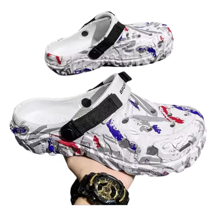 Sandalias Vacías Para Hombre Verano 2024 Antideslizantes Suaves Suela Bajo PVC Material Superior Zapatos De Playa Casuales - 1