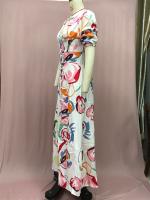 Vestido Largo de Estampado Elástico para Mujer Primavera 2025 Ajuste Delgado, Talla Grande, Swing de Cuatro Lados - details 6