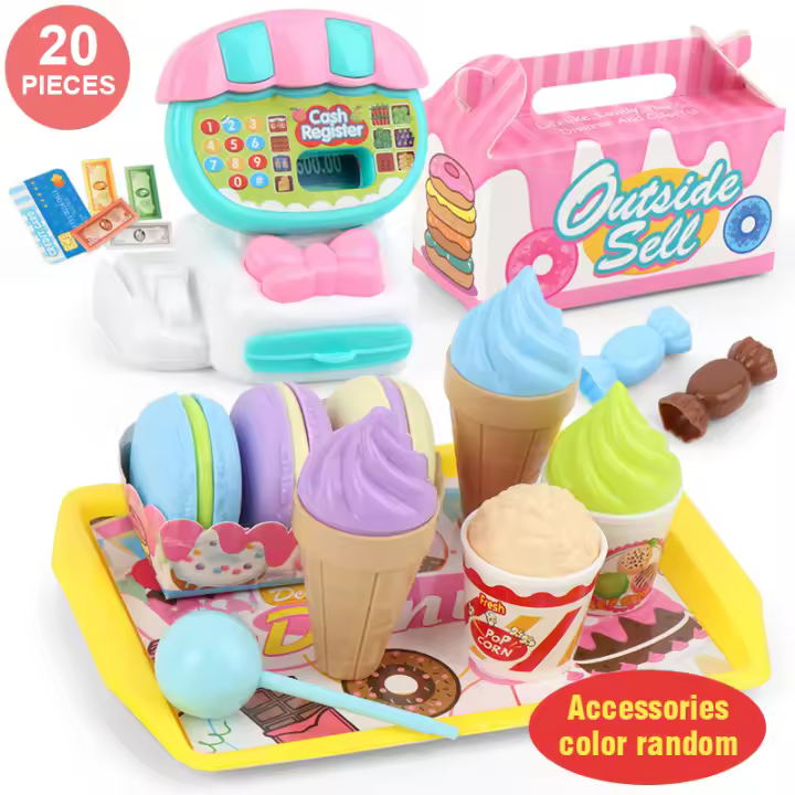 Mini juego de comida en miniatura para niños y niñas, juguetes de cajero para compras en efectivo, helados, frutas, supermercado, regalo - 1