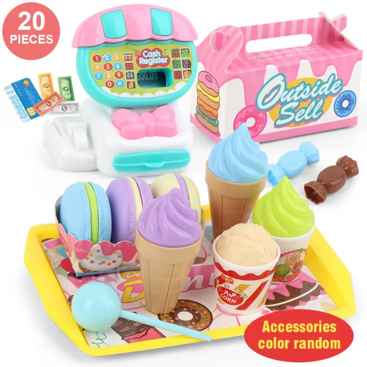 Mini juego de comida en miniatura para niños y niñas, juguetes de cajero para compras en efectivo, helados, frutas, supermercado, regalo - 1