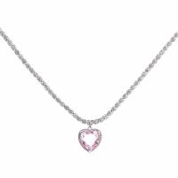 Collar con colgante de corazón rosa para mujer, joyería de piedra lunar de cristal, joyería - details 5