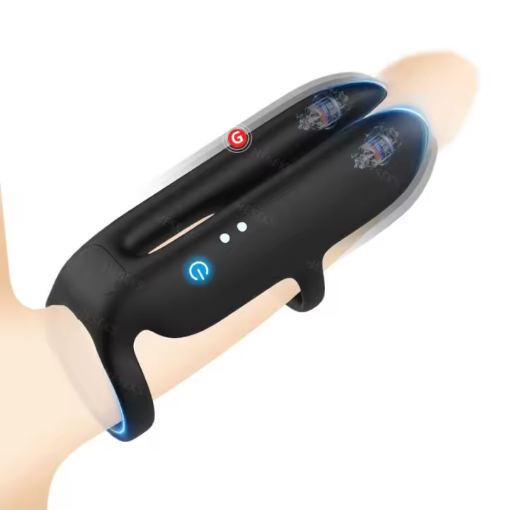 Embalaje privado Sexy HESEKS doble Motor anillo vibratorio funda vibrador extensor agrandar retraso eyaculación erección juguetes sexuales para hombres - 1