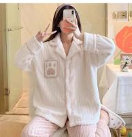 Pyjama de Terciopelo de Coral para Mujer Cálido, Suave, Manga Larga, Cardigan de Viento de Princesa, Ropa de Casa para Otoño-Invierno - details 1