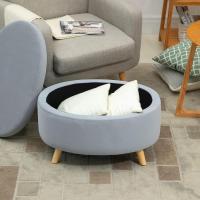 Taburete de Almacenamiento de Terciopelo Puff Tapizada con Tapa Extraíble Patas de Madera - details 15
