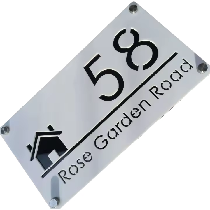 Placa de Número de Casa Moderna de Acrílico Cortado Láser Personalizado - 1