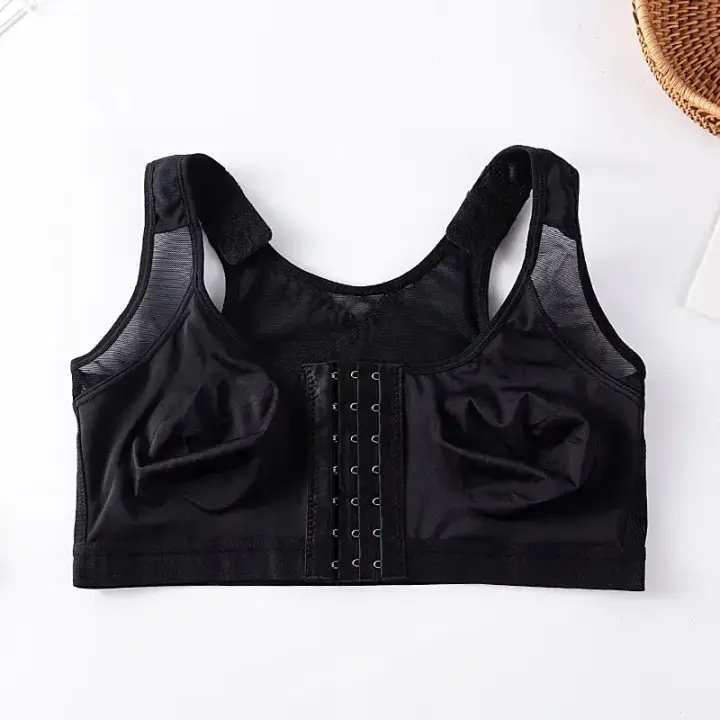 Ropa interior con cinturón corrector en forma de joroba para mujer con botón frontal, diseño fino, pecho grande, sujetador pequeño, sin anillo de acero, deportes, T - 1