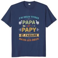 Camisetas de marca masculina Retro tengo dos títulos papá y abuelo camiseta Papa Papy padre regalo para hombres Camiseta de algodón con cuello redondo - details 6