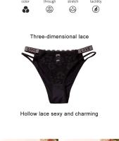 Tanga de Encaje Sexy para mujer, Ropa Interior de baja altura, Lencería de amor secreto, diamantes de imitación - details 3