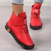 Botas gruesas de piel para Mujer, zapatos cortos de cuero, Botas de nieve impermeables, invierno, 2023 - details 4