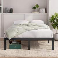 Cama 90 x 190 cm - 36 cm de altura con almacenamiento debajo de la cama - Marco de plataforma de metal - Negro - details 10