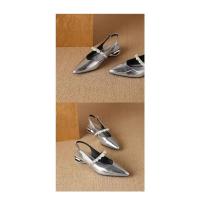Sandalias de Tacón Grueso Estilo Francés para Mujer 2025 Elegante Plata y Cristales - details 3