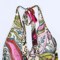 Vestido de Playa de Resort sin Mangas Estilo de Moda de Verano con Hombros Abiertos, Cuello en V, Patrón de Cintura Impresa - details 8