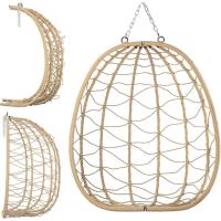 Sillón Colgante de jardín, Silla Mecedora Hamaca para Exterior, Estructura de Metal Nido de ratán y Cuerda + cojín Asiento Acolchado y reposacabezas, diseño Moderno, 198 x 110 x 95 cm (Beige) - details 2