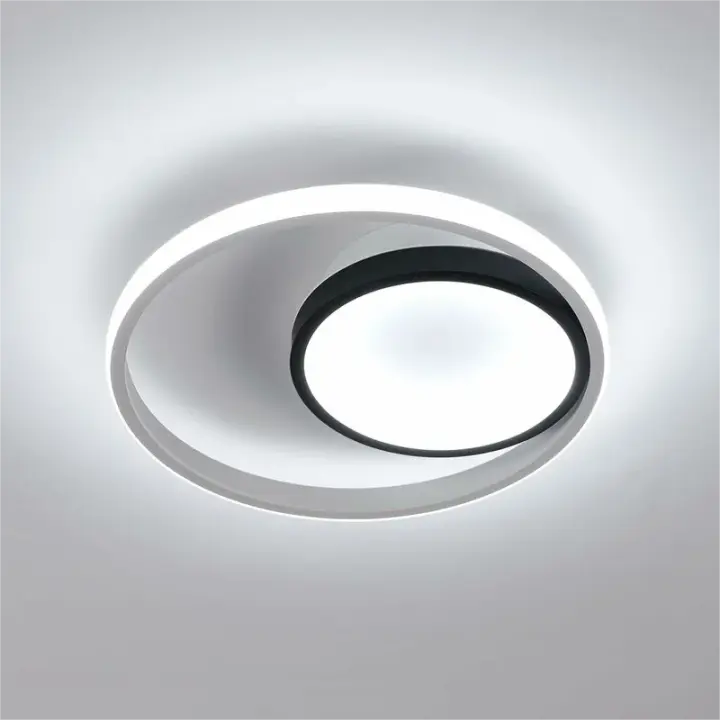 Goeco LED Lámpara de Techo Moderna de 30W, Plafón de Aluminio de Estilo nórdico de 6500K, Luz Blanca fría, Iluminación Interior para Sala de estar, Dormitorio, Luz de Aluminio y Hierro, 220V, Diá 30CM, Blanco - 1