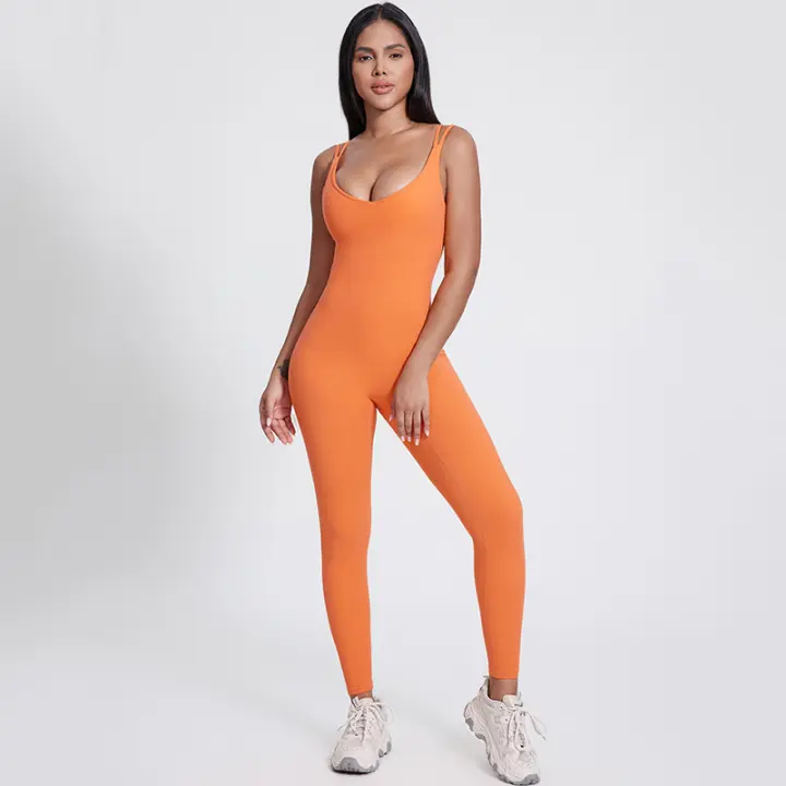 Mono deportivo de yoga con tirantes, ropa deportiva de una pieza, mallas largas, ropa deportiva personalizada para fitness - 1