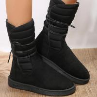 Botas de nieve a media pantorrilla para mujer, zapatos de plataforma, mantienen el calor, con cordones, cómodas, impermeables, calidad, invierno - details 7