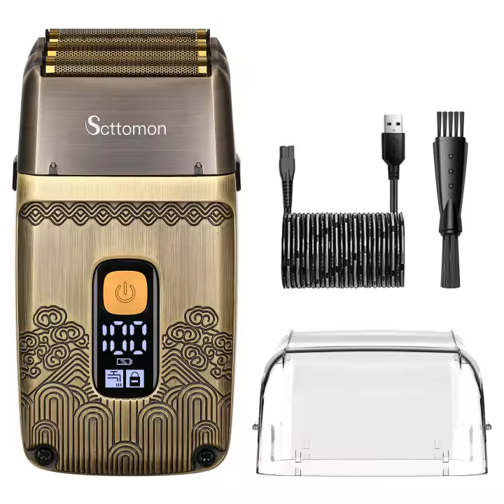 Hatteker-máquina de afeitar de triple cabezal para hombre, Afeitadora eléctrica de lámina potente, duradera, para Barba, herramienta de barbero - 1
