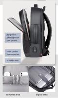 Mochila De Negocios impermeable para hombre, bolsa reflectante para ordenador portátil de 15,6 pulgadas, con carga USB, multifun - details 8