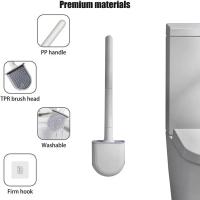 Reemplazo de escobilla de baño montada en la pared, cepillos de baño de silicona de mango largo, cerdas suaves de secado rápido, juego de baño para bidé - details 1