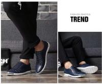 Zapatos grandes para hombre con cordones, informales, blancos, deportivos, de cuero, suela suave, transpirables, sencillos, de corte bajo, para caminar, para jóvenes - details 3