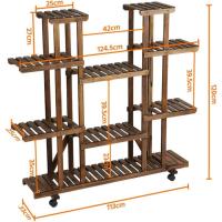 Estantería interior de madera para plantas con ruedas, estante decorativo desmontable para macetas, 124x33x120cm - details 3