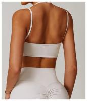 Sujetador de Yoga suave con espalda de belleza para mujer, entrenamiento de gimnasio, deportes de secado rápido, Top elástico con doble hombro y cuello, ropa interior para correr y Fitness al aire libre - details 6