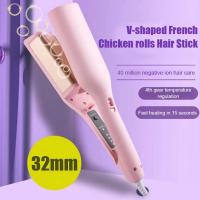 Rizador de pelo profesional de 32mm, rizador de pelo de cerámica con ondas profundas, varita, herramientas de estilismo en rollo de huevos, calentamiento rápido - details 1