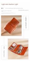Cartera larga de cuero para mujer Anti-robo RFID, hecha de cuero genuino con lining de microfibra - details 2