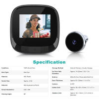 Anchtek-timbre con mirilla de 2,4 pulgadas, cámara de 90 °, Visor de puerta, electrónico, LCD, Digital, inteligente, Ojo de Gato, Visual - details 2