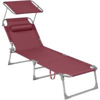 Silla de Sentado al Aire Libre Ajustable Plegable, 193 x 53 x 29 cm, Capacidad de 150 kg, con Parasol, reposacabezas, Respaldo - details 9