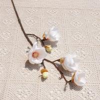 Rama de Magnolia Artificial de 78cm, simulación de arte Floral de tacto Real, flores de orquídeas artificiales hechas a mano de Magnolia grande - details 11