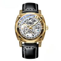 Reloj vintage tallado reloj mecánico hombre cuero genuino resistente al agua reloj calado - details 6