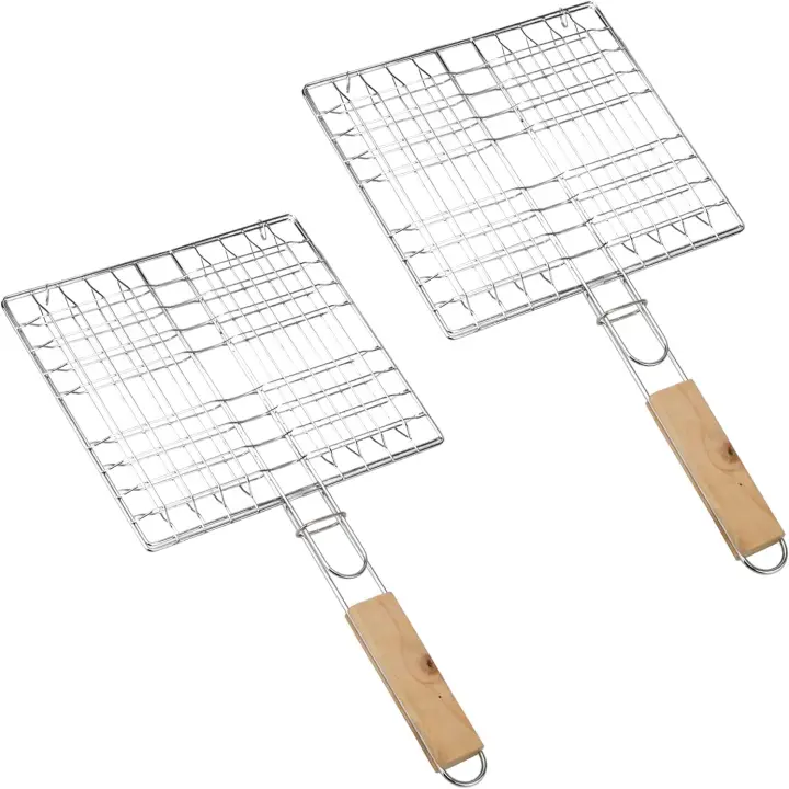 Gran Parrilla Portátil Plegable de Acero Inoxidable, Parrilla de Pescado, Antiadherente, red Para Barbacoa - 1