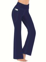 Paquete de 3 Pantalones Deportivos para Mujer, Tallas Grandes Costura Detalle Cintura Alta Pantalones de Yoga de Pierna Acampanada con Bolsillos para Teléfono Conjunto de 3 Piezas Adecuado Primavera/Otoño - details 23