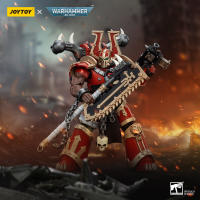 JOYTOY 1/18 figura de acción 40K World Eaters Khorne Berzerker con evisensor Chainaxe Anime modelo militar - details 5
