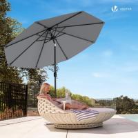 Sombrilla de Playa Grande Parasol Inclinable con Manivela Protección UV para Patio, Jardín, Piscina, Exterior Gris - details 4